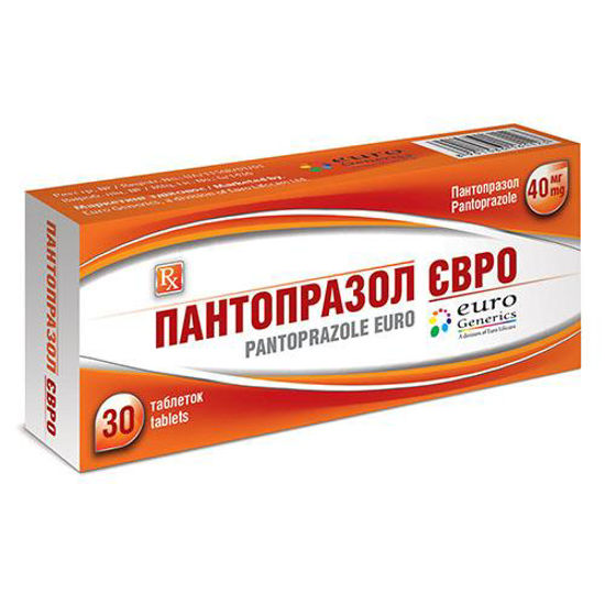Пантопразол Євро таблетки 40 мг №30